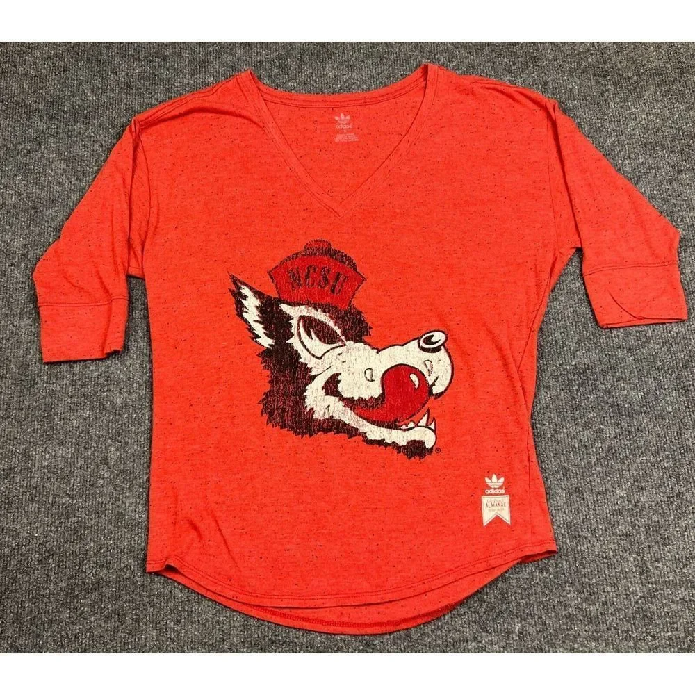 Adidas North‎ Carolina State University Wolfpack T Shirt Womens Small V-Neck Tee
